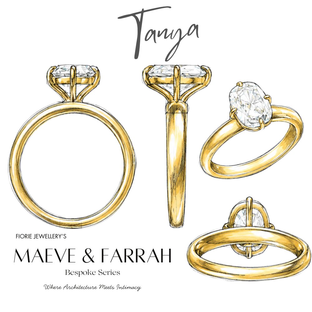Tanya 3ct Elongated Cushion Tapered Ring