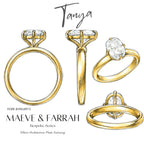 Tanya 3ct Elongated Cushion Tapered Ring