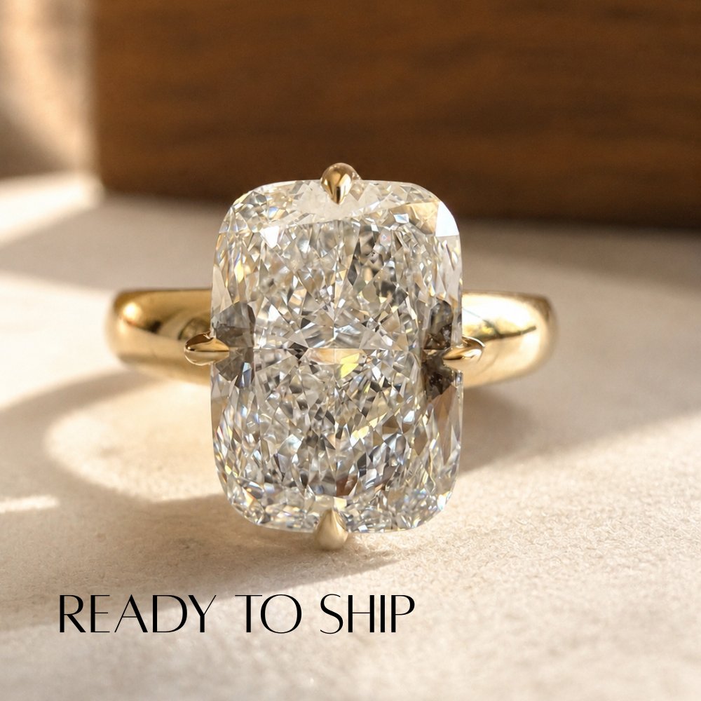 READY TO SHIP - Tanya 3ct Elongated Cushion Tapered Ring