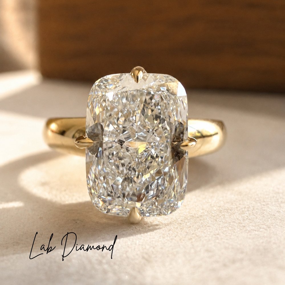 Tanya 3ct Elongated Cushion Tapered Ring