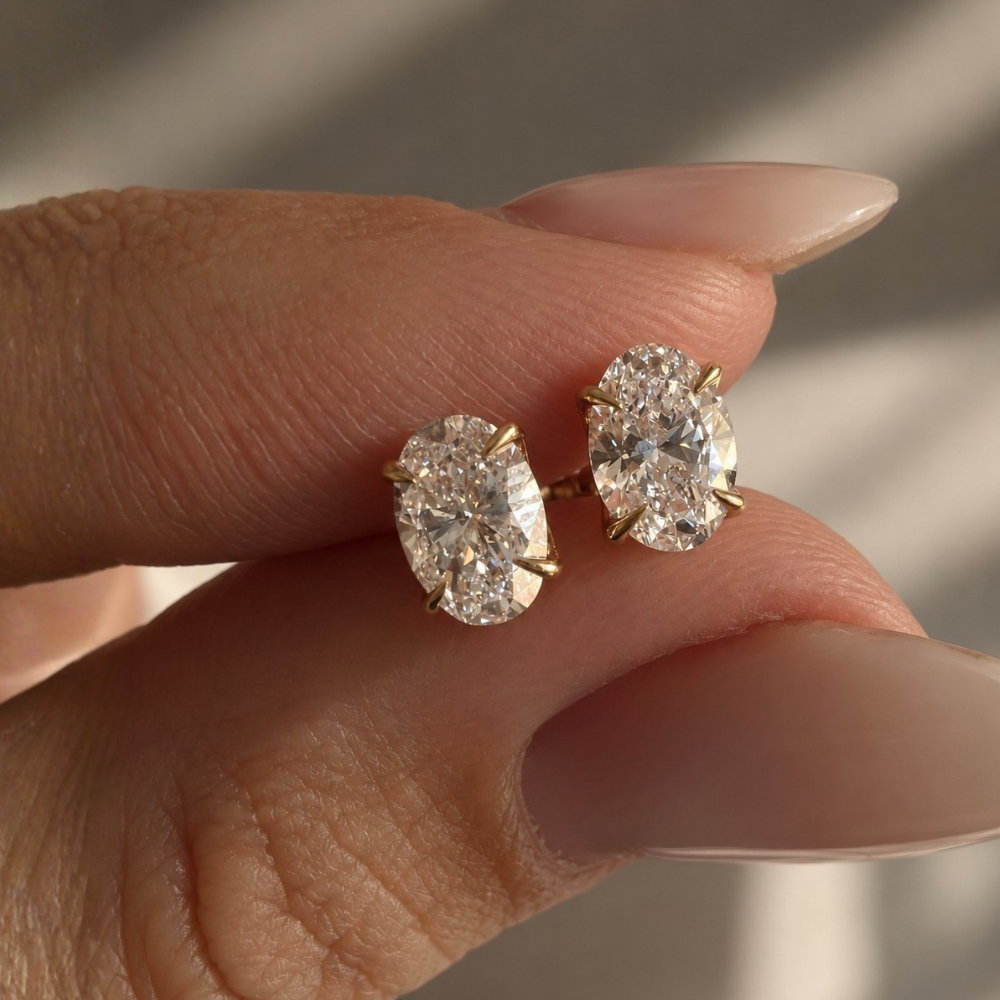 READY TO SHIP - Tara 1CTW Oval Lab Diamond Stud Earrings