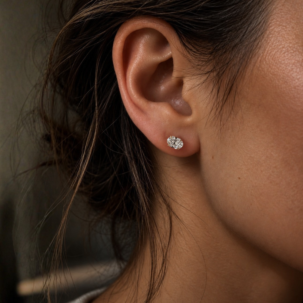 READY TO SHIP - Tara 1CTW Oval Lab Diamond Stud Earrings