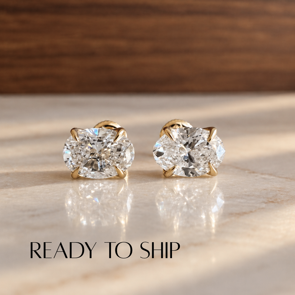 READY TO SHIP - Tara 1CTW Oval Lab Diamond Stud Earrings