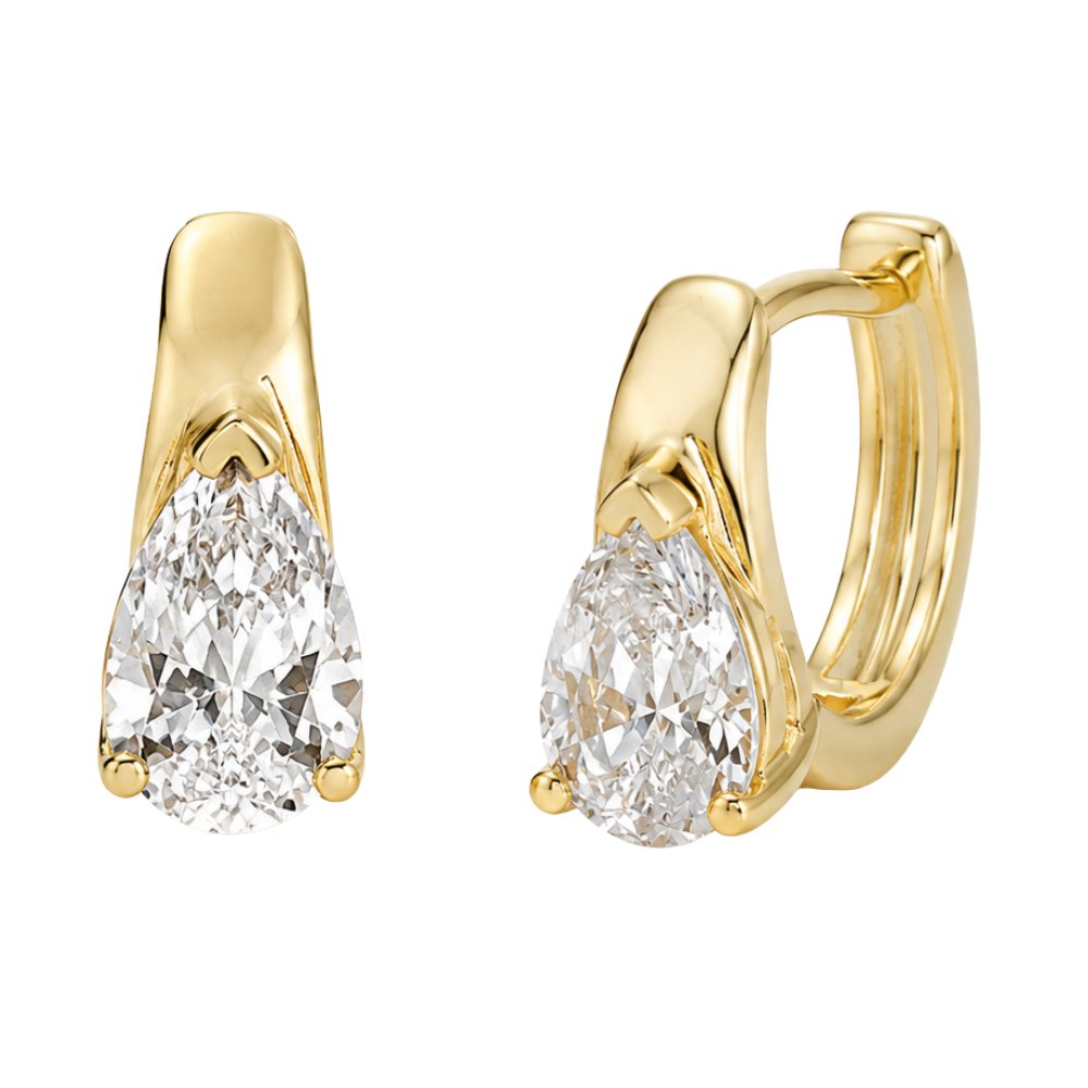 Tina 1CTW Pear Lab Diamond Huggie Earrings
