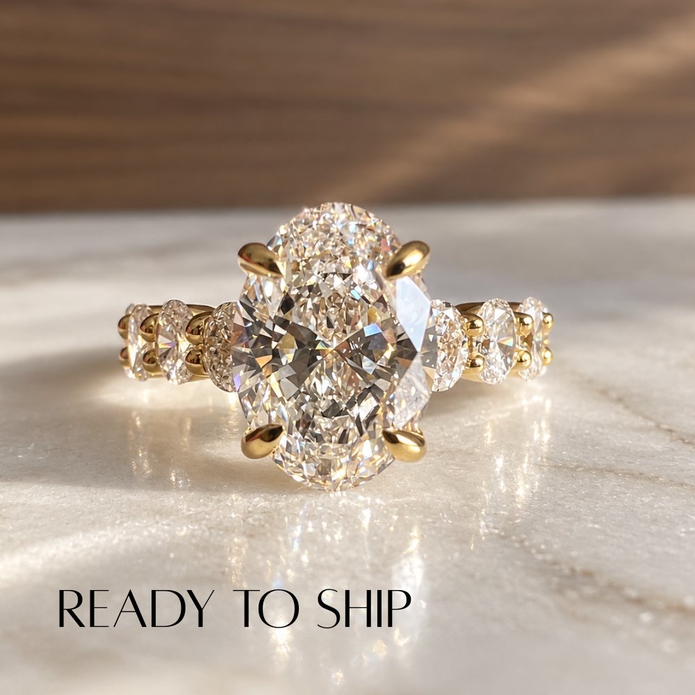 READY TO SHIP - Valentina 4.8CTW Oval Cut Lab Diamond Ring