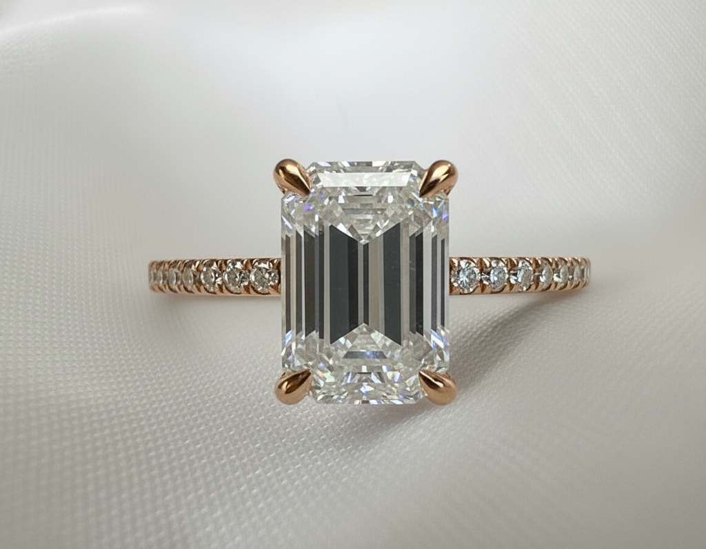 Signature Charlotte Emerald Cut 2-2.5ct Moissanite Ring image 7