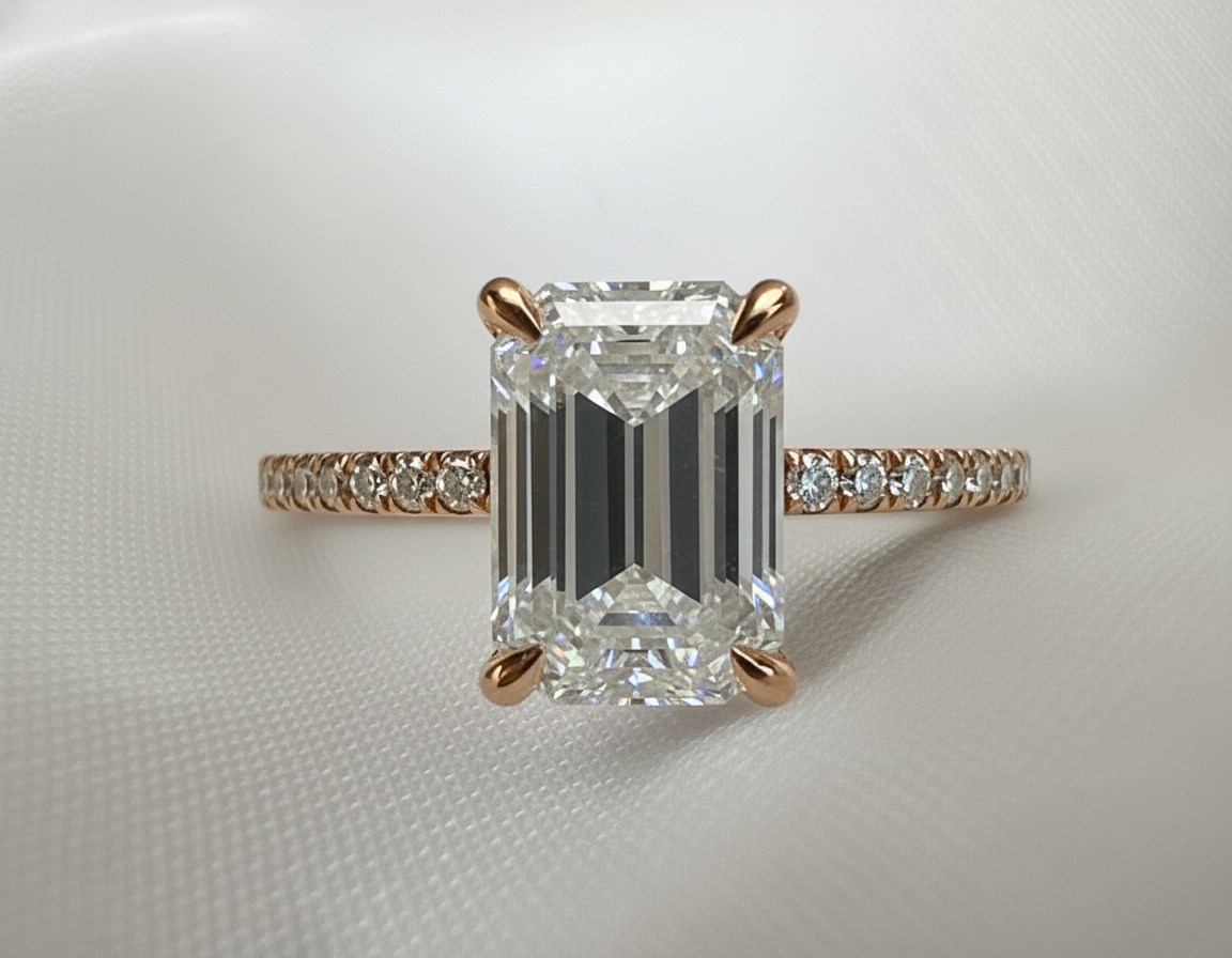 Signature Charlotte Emerald Cut 2-2.5ct Moissanite Ring image 7