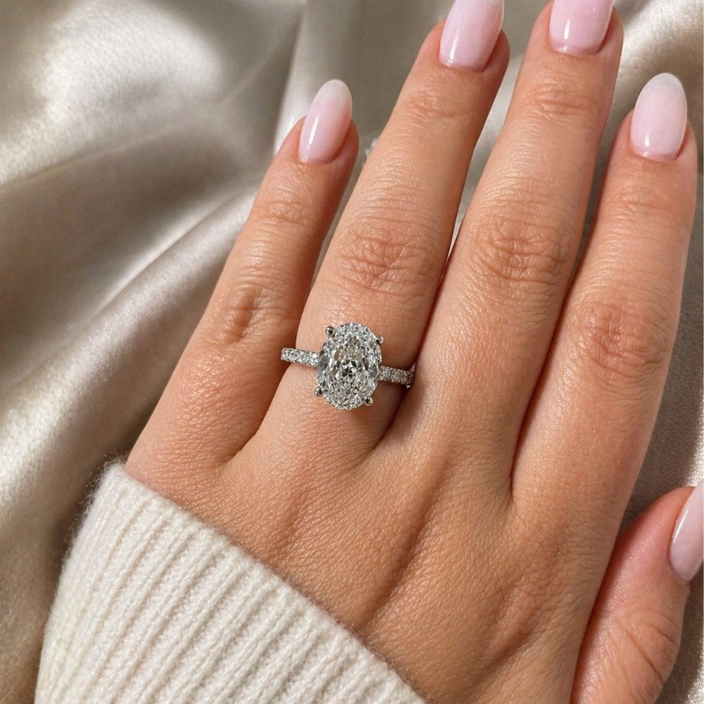 Signature Claire 3.5ct Oval Cut V Prong Pave Ring image 5