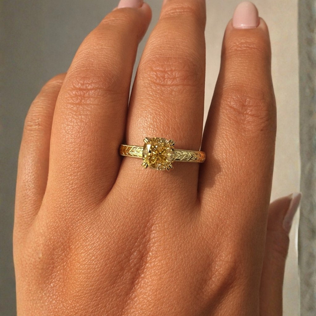 Deborah 2ct Cushion Cut Textured Ring - M and F Series image 4