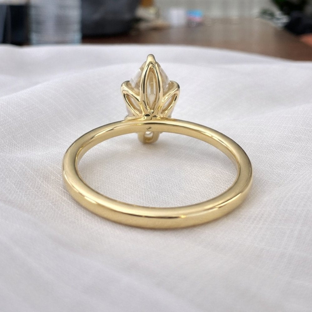 Lia 3ct Champagne Moissanite Marquise Cut Tulip Setting Ring - M & F Series image 6