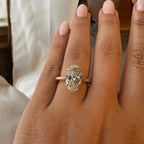 Ren 3-3.5ct Elongated Oval Cut Cathedral Tulip Basket Ring - M&F Series image 1