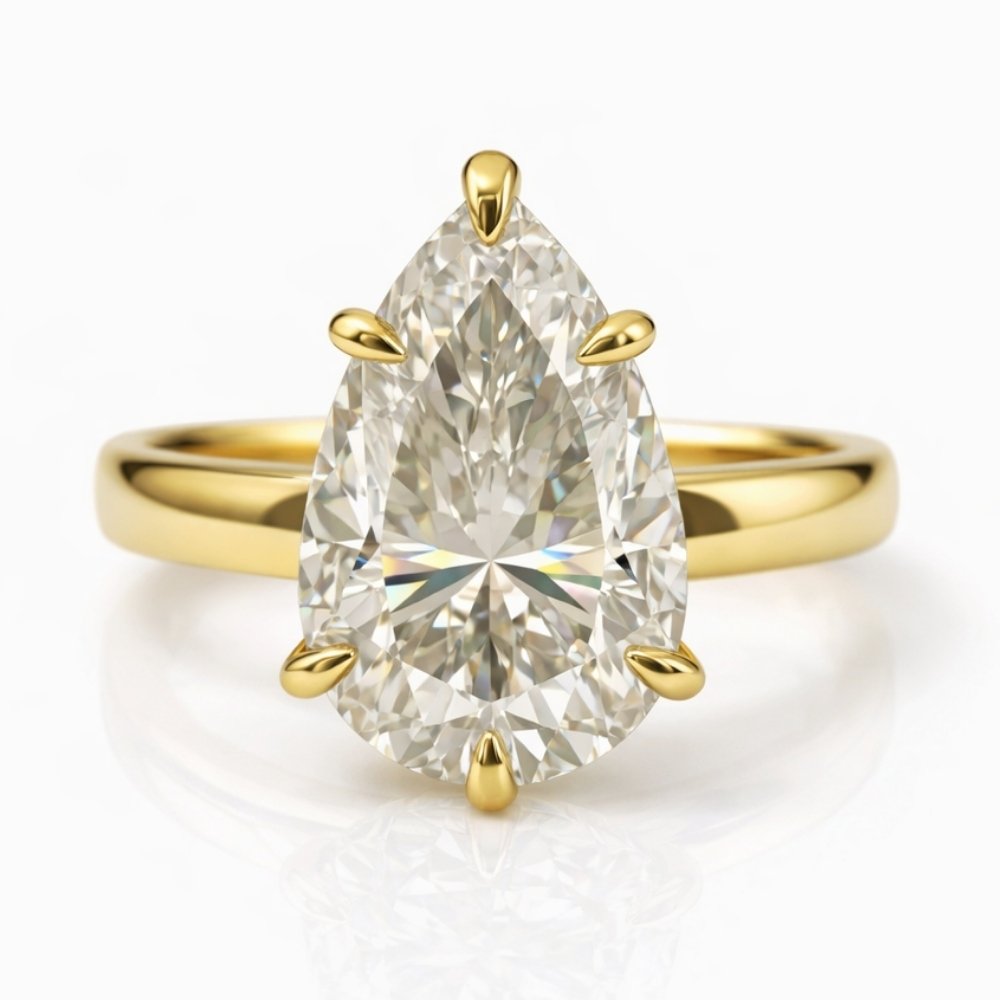 Signature Florie Pear Cut 4mm Dome Band Engagement Ring image 0