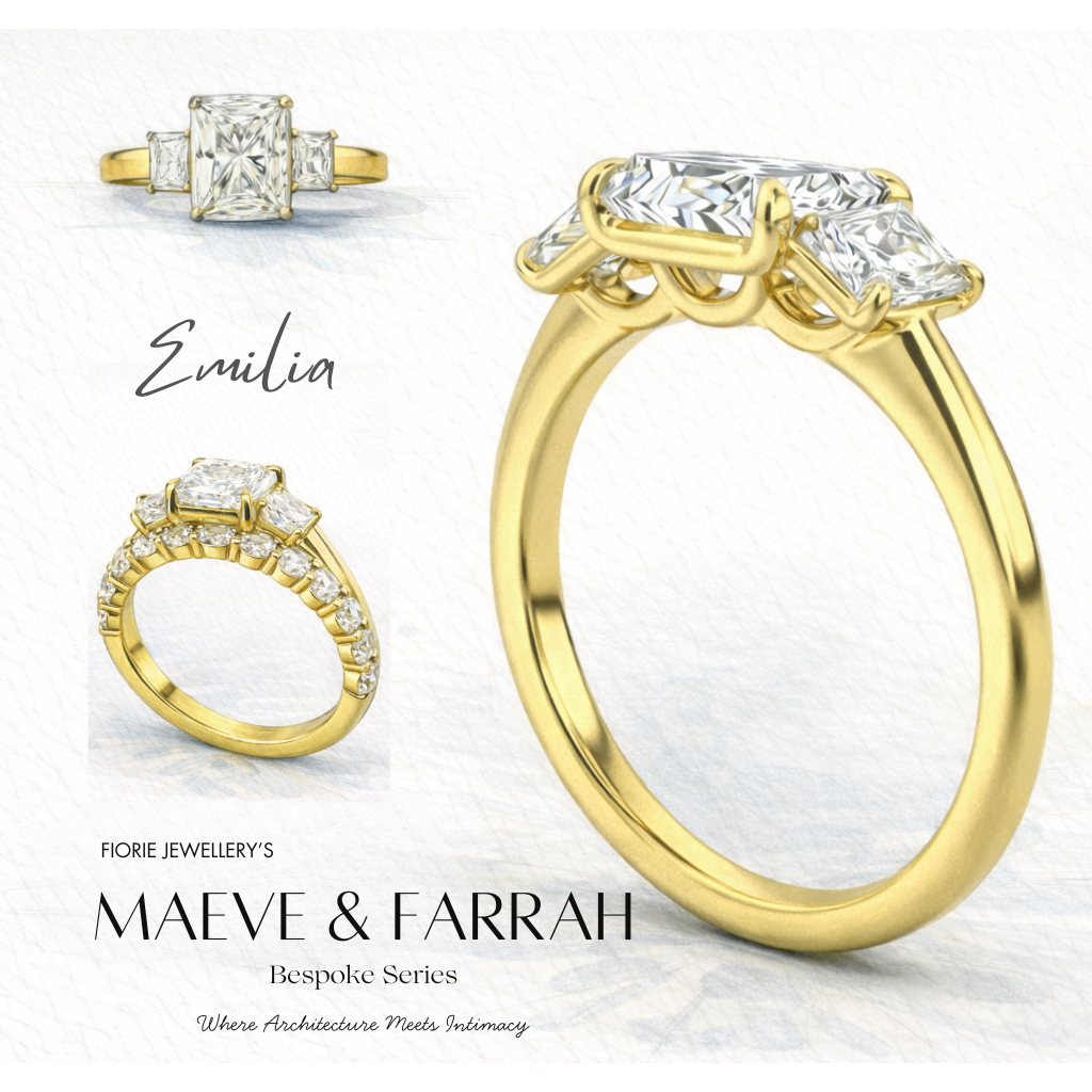 Emilia 6.6CTW Radiant Cut Trilogy Ring - M and F Series image 11