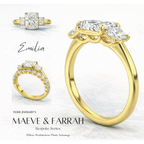 Emilia 6.6CTW Radiant Cut Trilogy Ring - M and F Series image 11