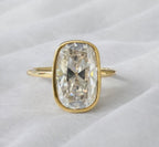 Signature Lola 4ct Elongated Cushion OMC Cut Bezel Set Ring image 3