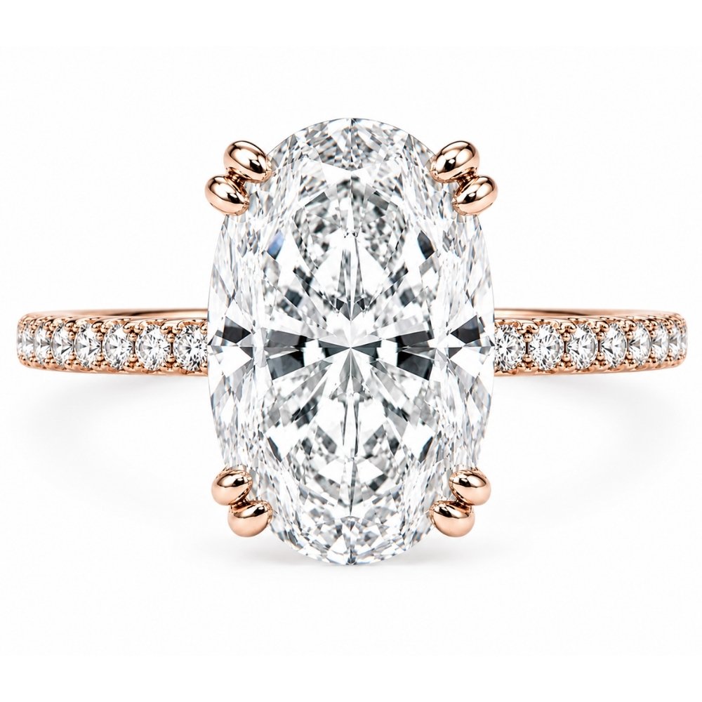 Signature Hannah Pave 4ct Oval Cut Hidden Halo Ring image 3