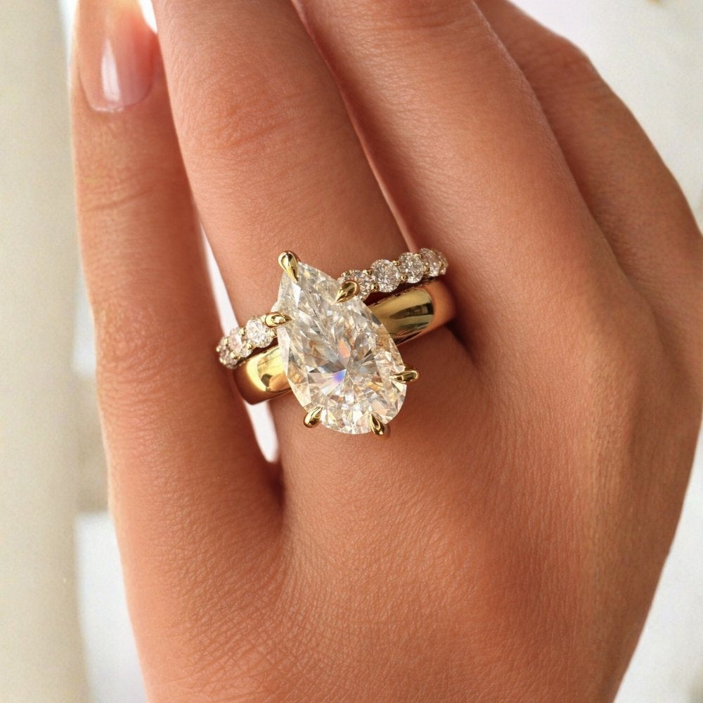 Signature Florie Pear Cut 4mm Dome Band Engagement Ring image 2