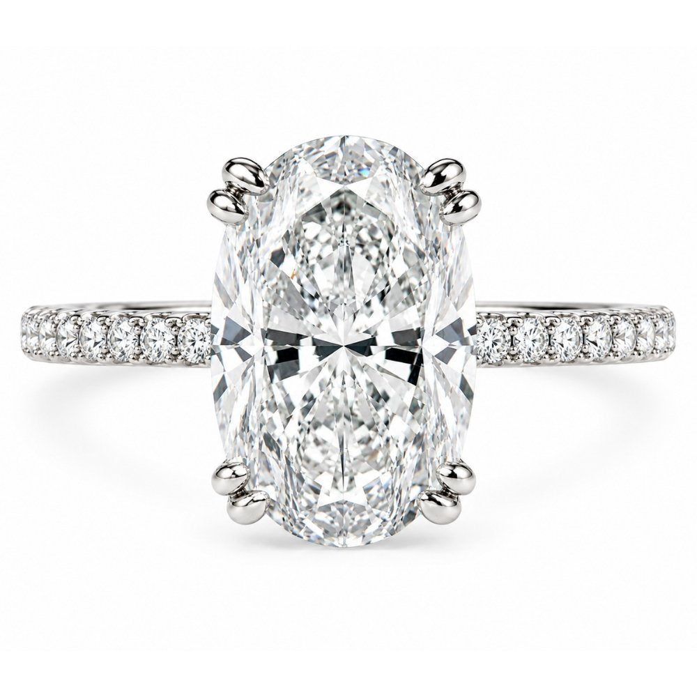 Signature Hannah Pave 4ct Oval Cut Hidden Halo Ring image 0