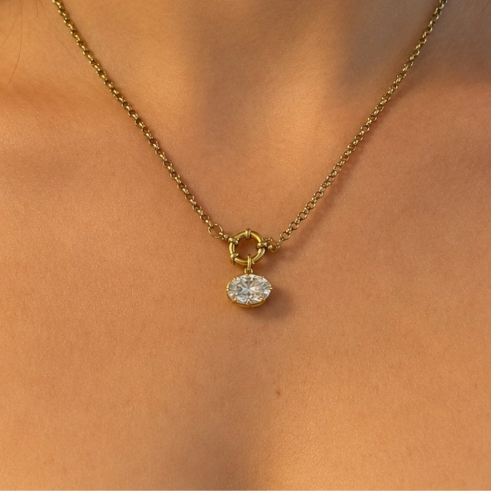 Signature Georgian 4.5ct Oval East West Pendant image 3