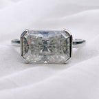 Signature Geo East West Half Bezel Radiant Cut 1.5-2ct Moissanite Ring image 8