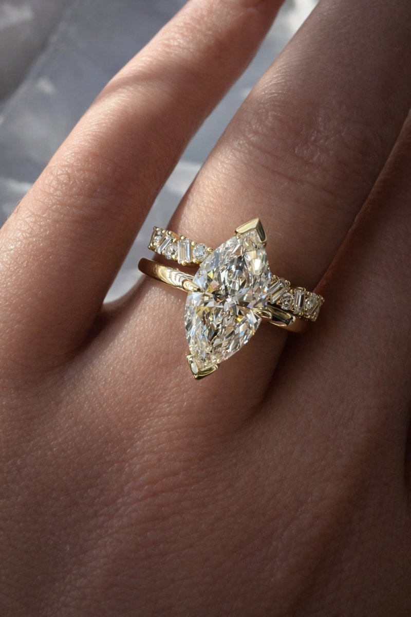 Signature Freya 2ct Moissanite Marquise Half Bezel Ring image 3