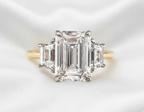 Signature Mia Emerald Cut Two Tone Trilogy 3.5-4ct Ring image 6