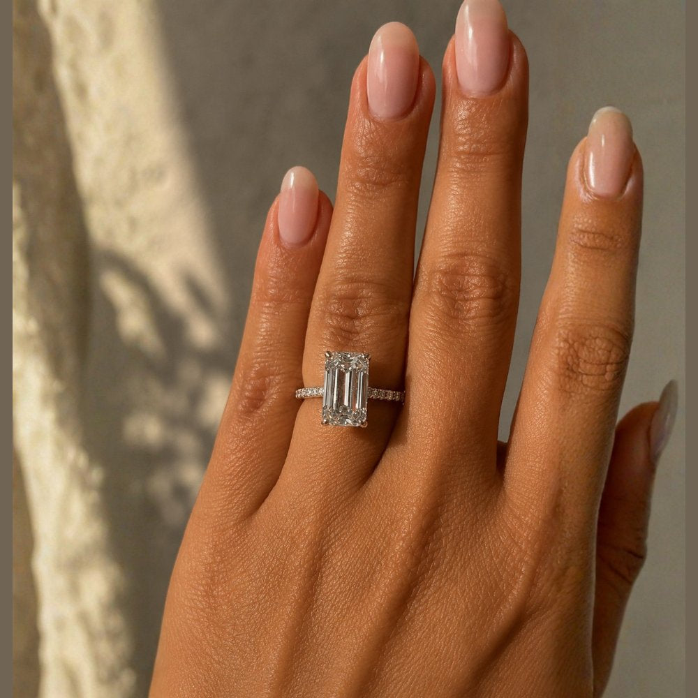 Signature Isabelle Emerald Cut 4ct Pave Cathedral Setting Ring image 2