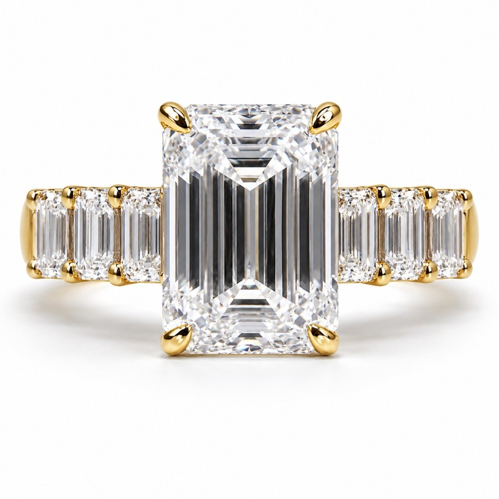 Signature Melody 11CTW Emerald Cut Moissanite Engagement Ring image 5