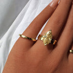 Lia 3ct Champagne Moissanite Marquise Cut Tulip Setting Ring - M & F Series image 4