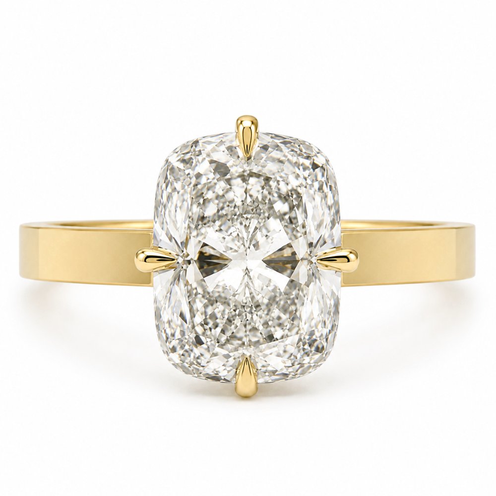 Christina 3ct Elongated Cushion Cut 3mm Wide High set Ring - M and F Series image 0