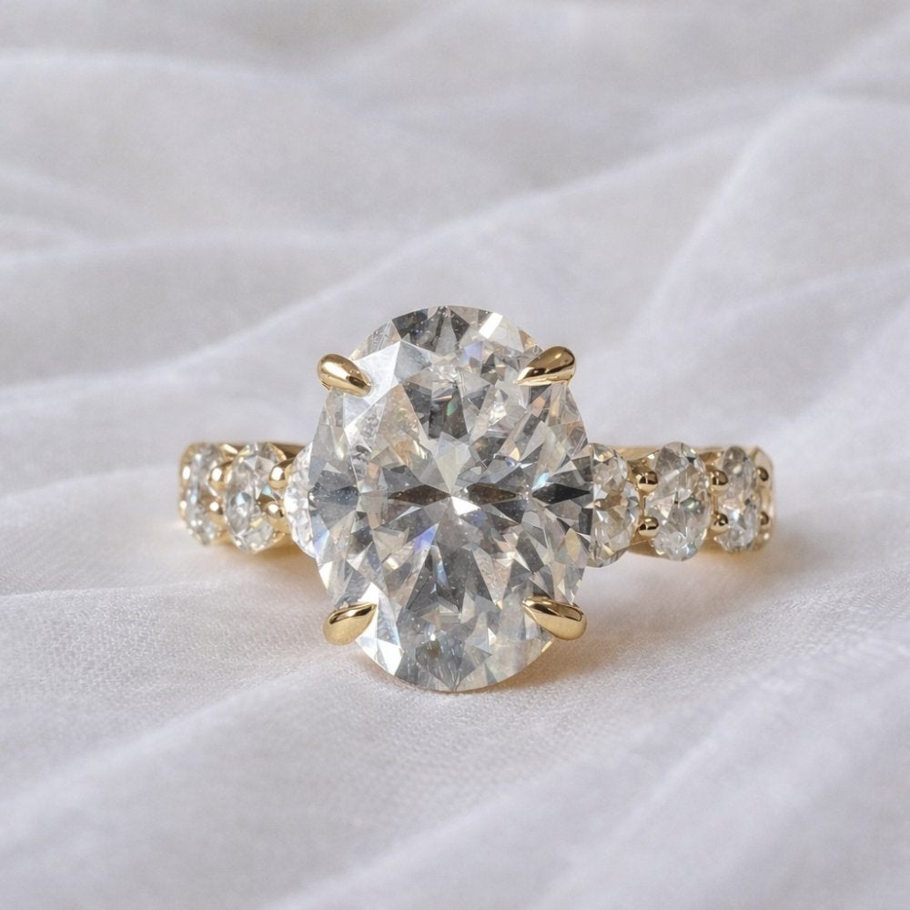 Valentina 6.1CTW Oval Cut Moissanite Engagement Ring - M and F Series image 9