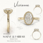 Vivienne 2.5ct Oval Cut Bezel Ring with Milgrain Detail - M & F Series image 8