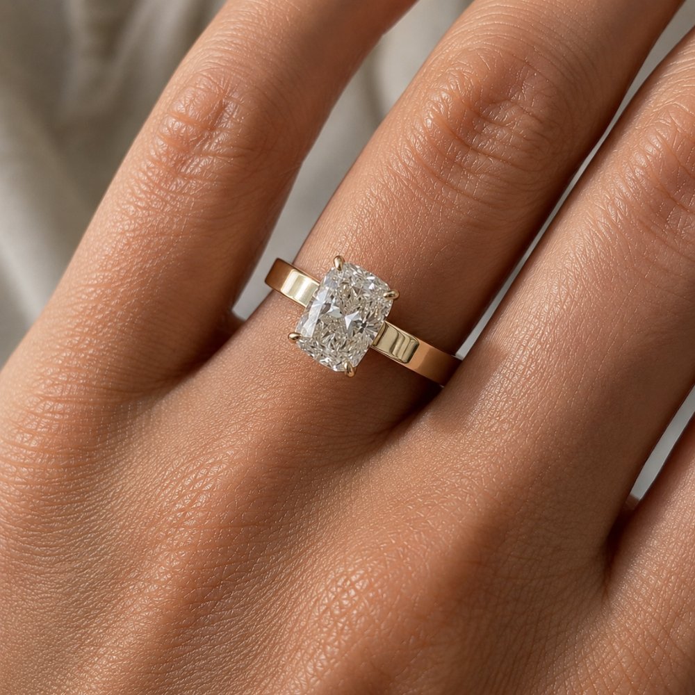 Signature Camille 3.5ct Elongated Cushion Cut 4mm Flat Cigar Band Ring image 1