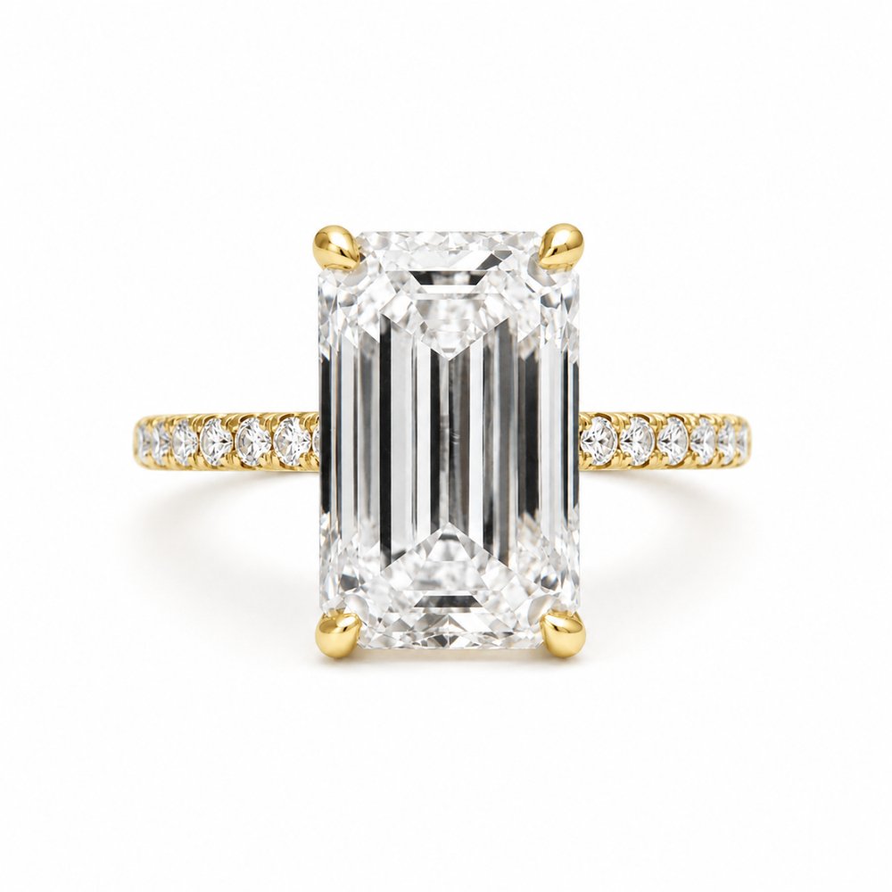 Signature Isabelle Emerald Cut 4ct Pave Cathedral Setting Ring image 6