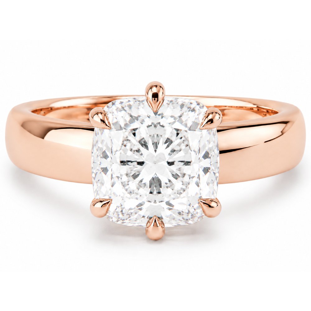 Signature Cressida 3ct Cushion Cut 5mm Wide Band Ring image 4