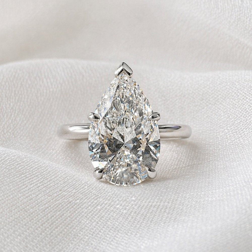 Elsa 3ct Pear Cut Hidden Halo Tulip Setting Ring - M&F Series image 7