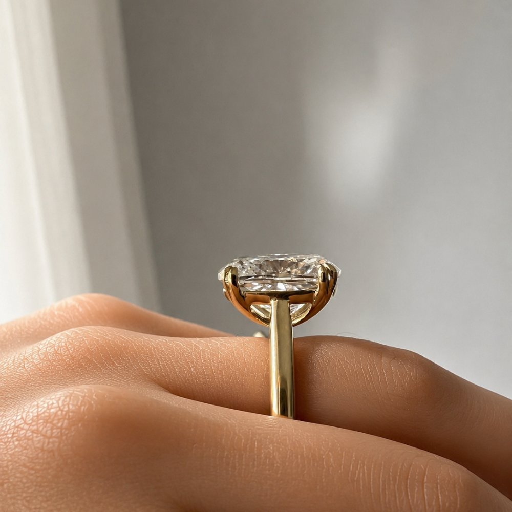 Signature Catherine 3ct Elongated Cushion Cut Cathedral Setting Ring image 5