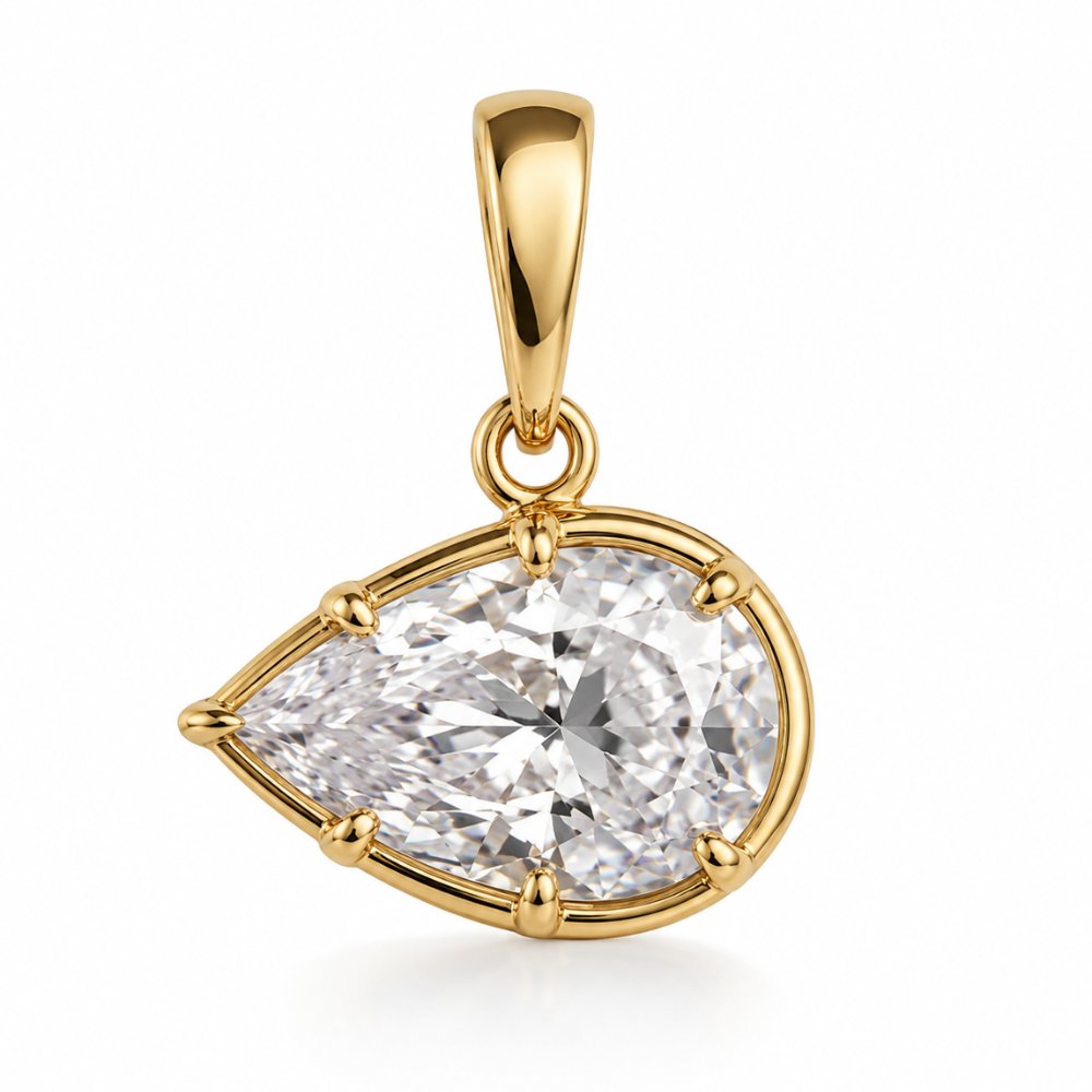 Georgian 3ct Pear East West Pendant image 0