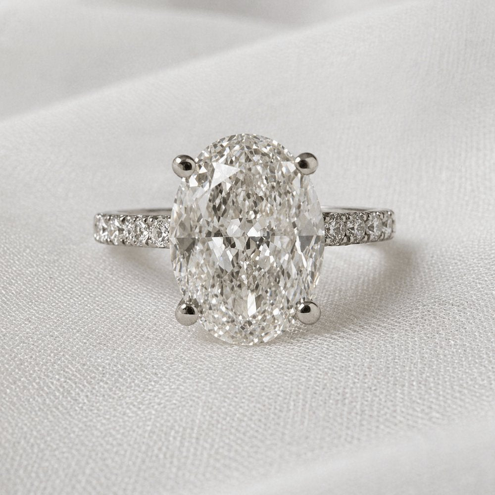 Signature Claire 3.5ct Oval Cut V Prong Pave Ring image 2