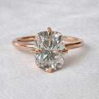 Lizzi 3ct Elongated Cushion Compass Prong Engagement Ring - M and F Series image 9