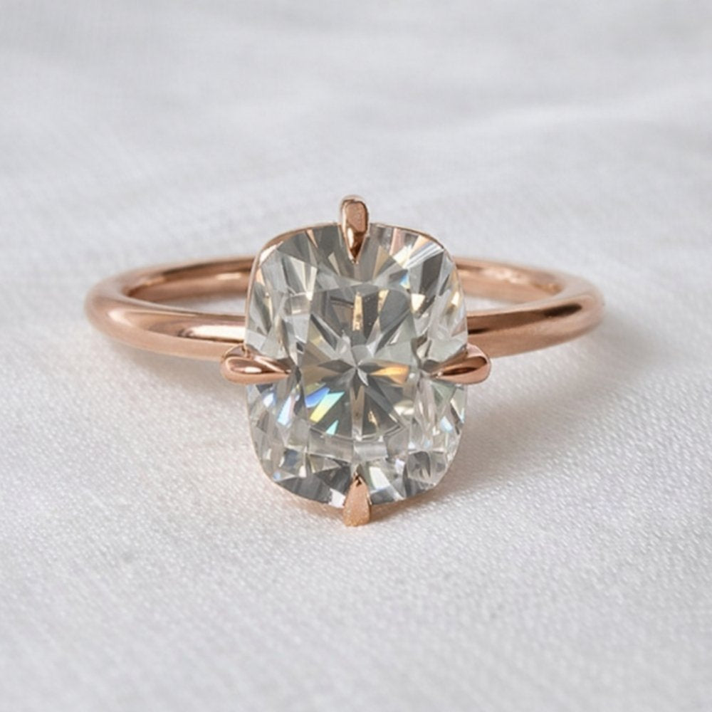 Lizzi 3ct Elongated Cushion Compass Prong Engagement Ring - M and F Series image 9