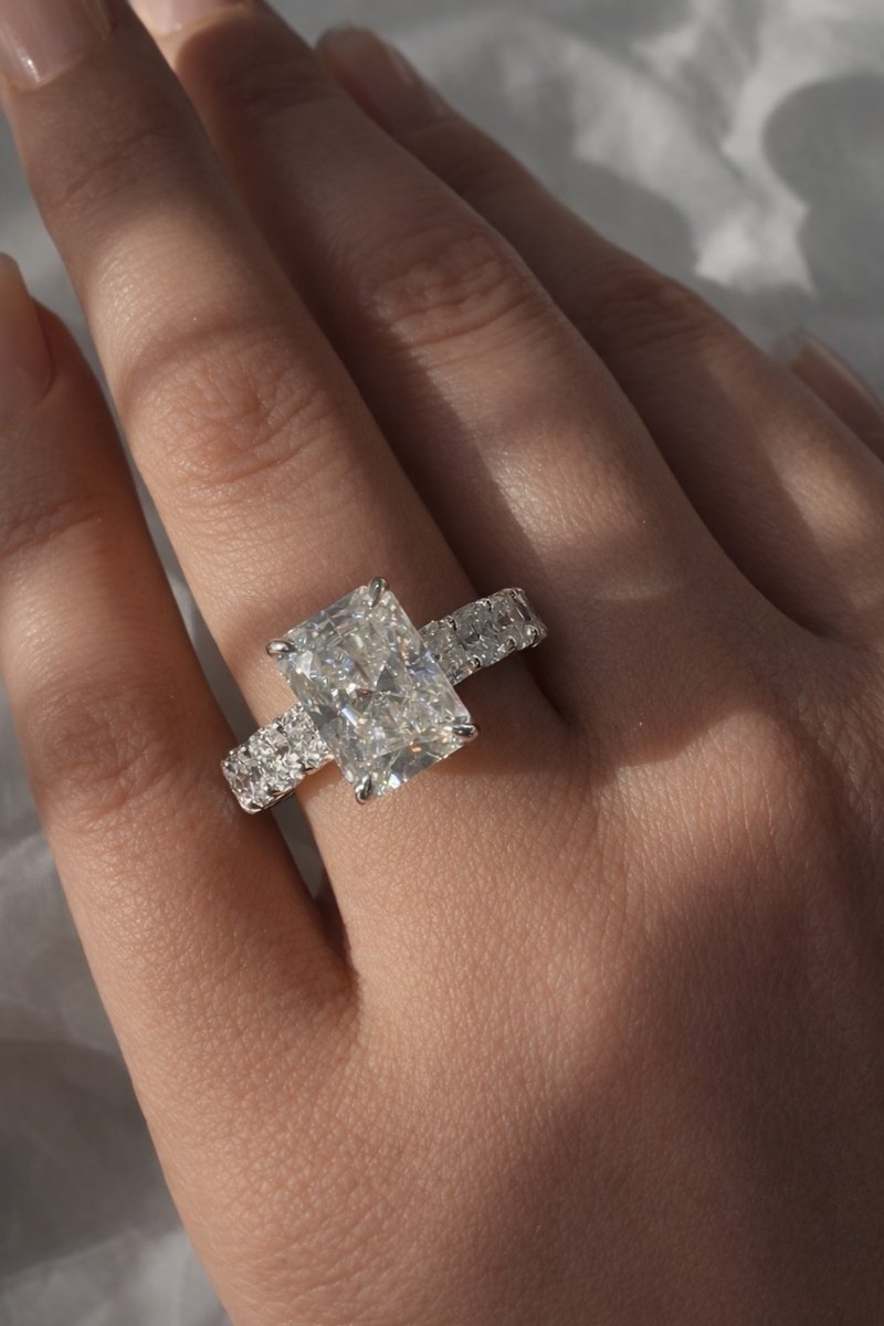 Fay-Maree 7.6CTW Radiant Cut Moissanite Engagement Ring - M and F Series image 1