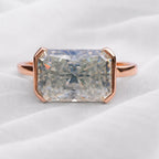 Signature Geo East West Half Bezel Radiant Cut 1.5-2ct Moissanite Ring image 7