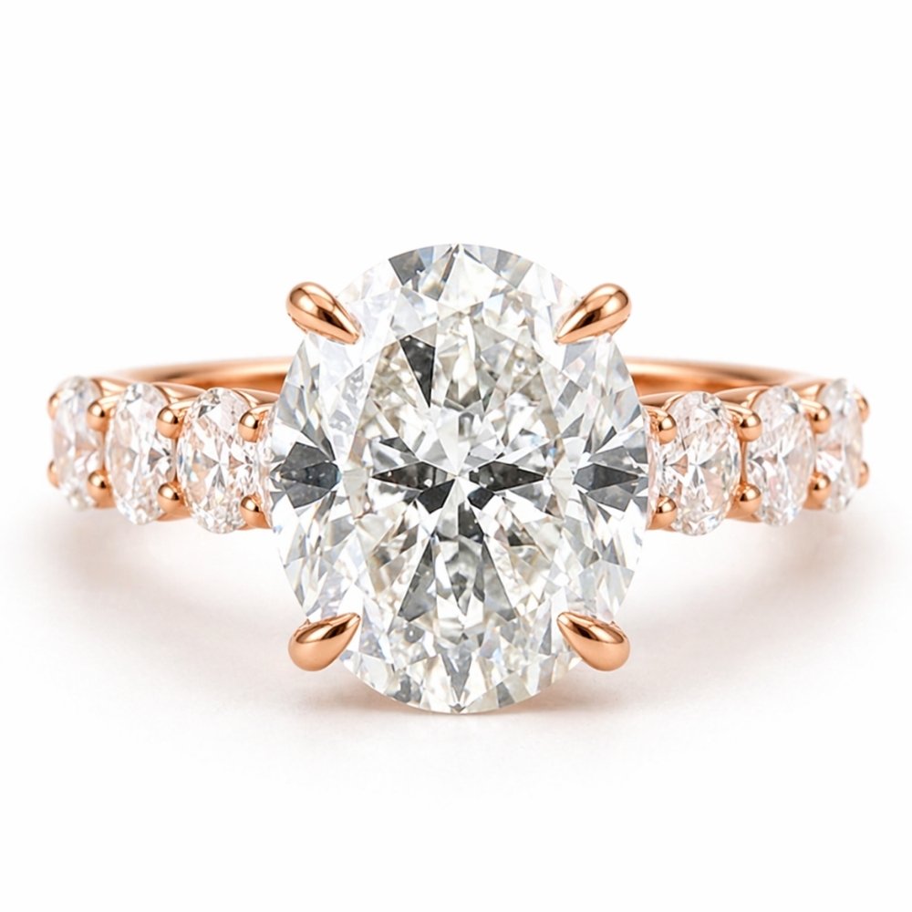 Valentina 6.1CTW Oval Cut Moissanite Engagement Ring - M and F Series image 0