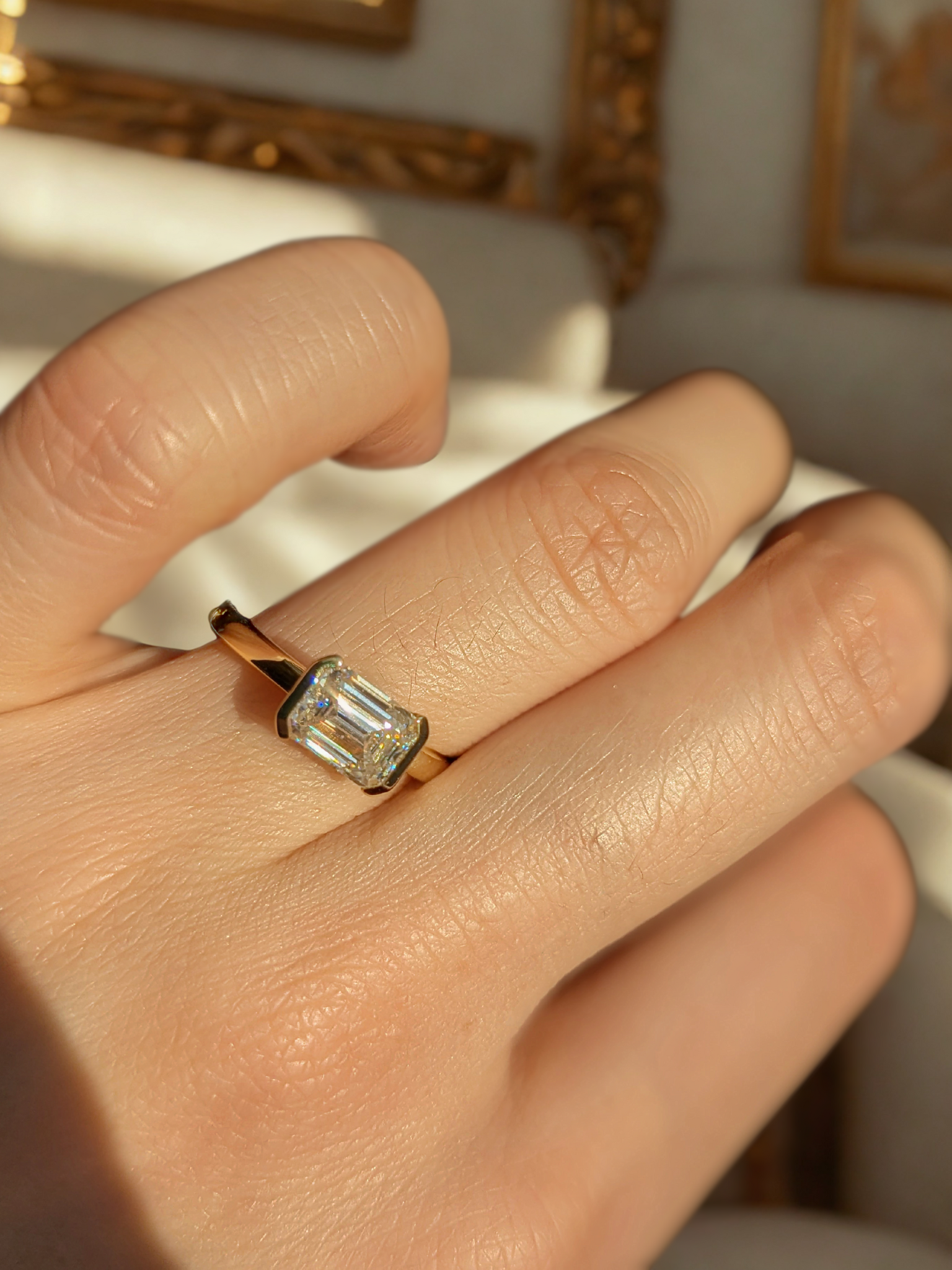 Signature Rio East West Half Bezel Emerald Cut 1.5ct Ring image 1