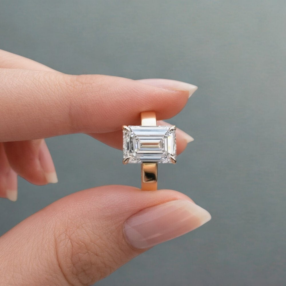 Signature Emma 4ct Emerald Cut Cigar Band Engagement Ring image 3