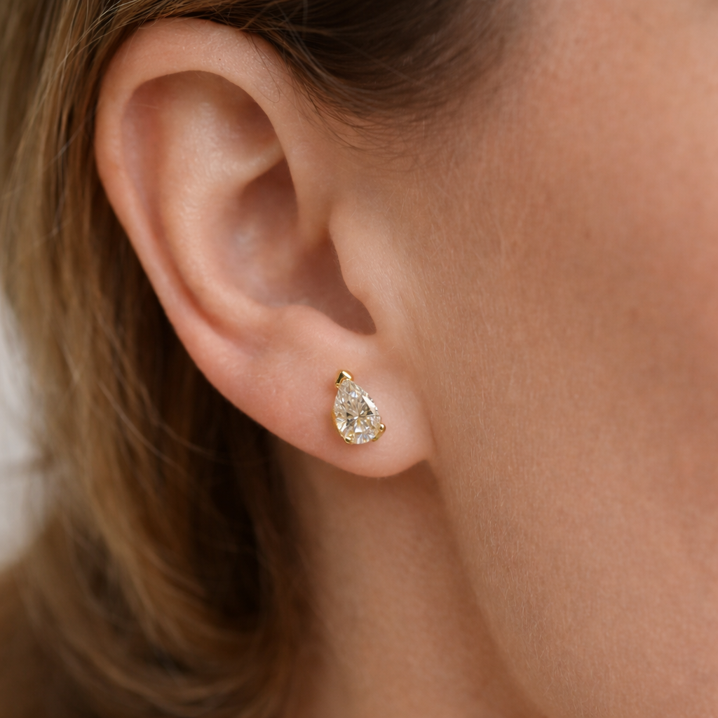 Paris 1ct Moissanite Pear Stud Earrings image 1