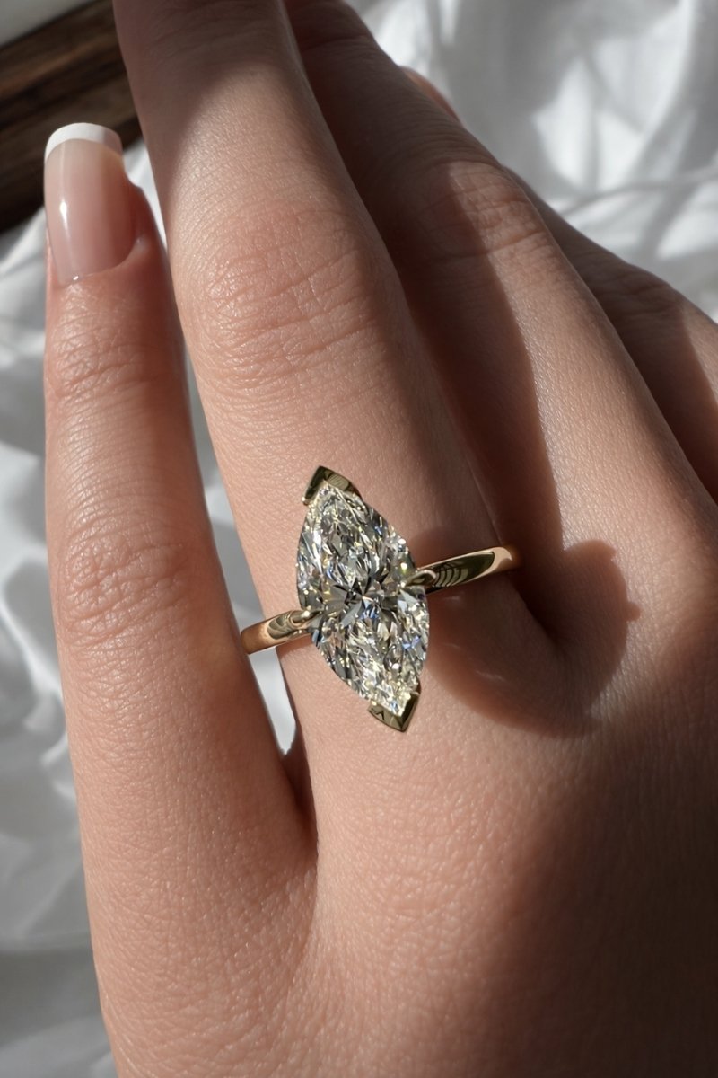 Signature Freya 2ct Moissanite Marquise Half Bezel Ring image 1