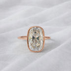 Signature Lola 4ct Elongated Cushion OMC Cut Bezel Set Ring image 5