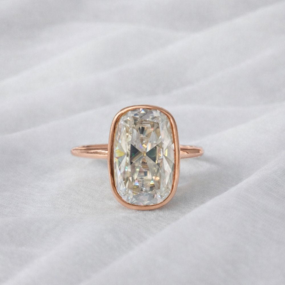 Signature Lola 4ct Elongated Cushion OMC Cut Bezel Set Ring image 5